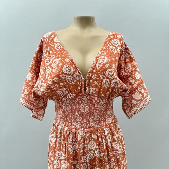 Cleobella Printed Jess Jumpsuit Burnt Orange Cream Floral Women's Size Small - Picture 6 of 16